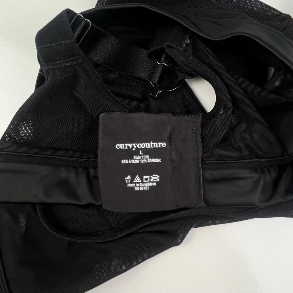 2/$30 Curvy Couture Black Sheer Mesh Bralette size large